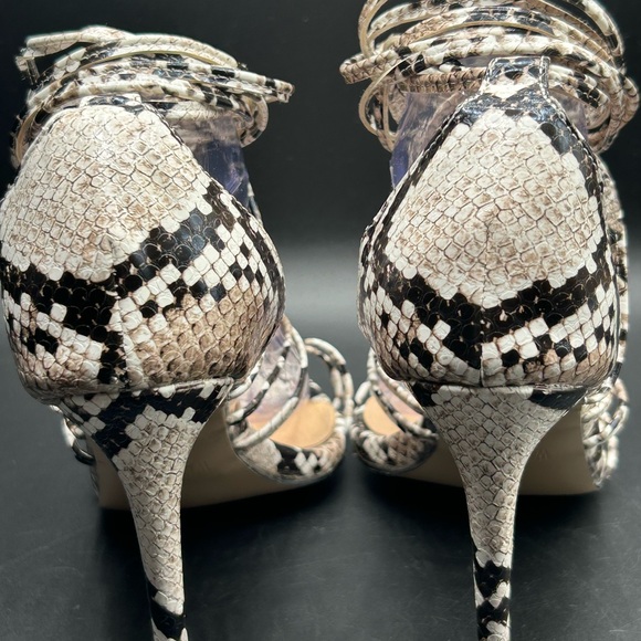 Wet Kiss Black Brown Ivory Snakeskin Tie-up Sandals Size 11 NWOT - Picture 10 of 12